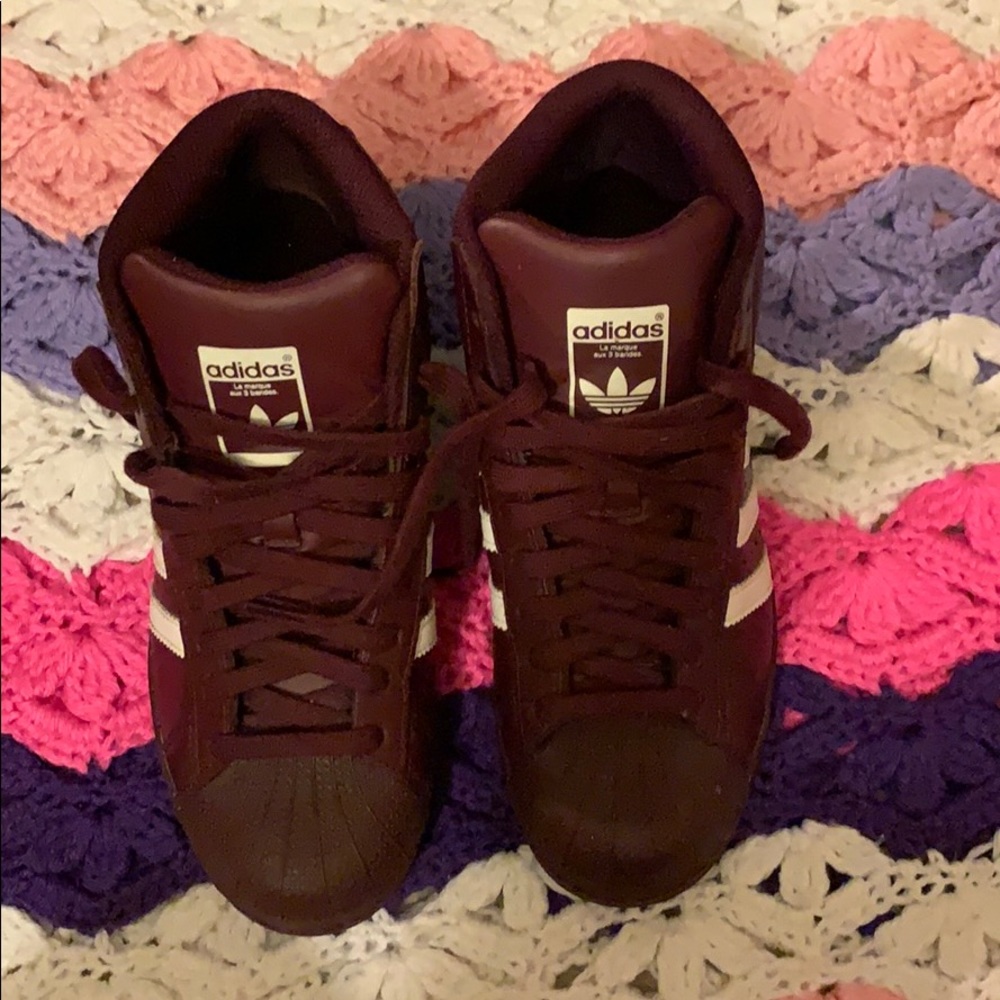 Maroon High Top Shell Toe Adidas